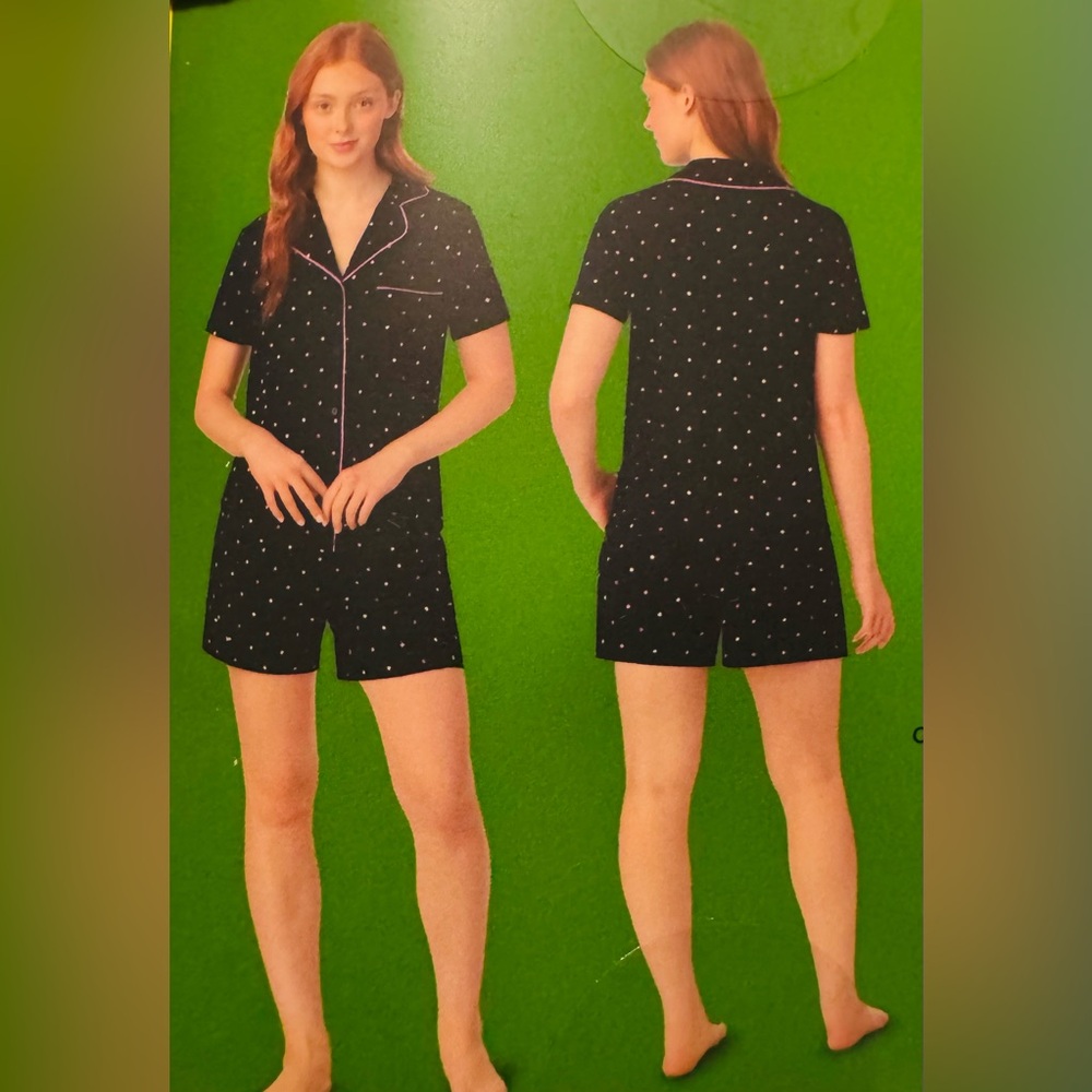 KATE SPADE Women's Black Polka Dot 2 piece Pajama Set size S , NWT